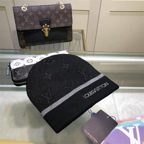 replica louis vuitton skull cap|black and grey lv beanie.